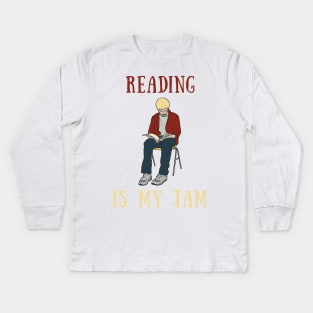 Reading is my jam Kids Long Sleeve T-Shirt